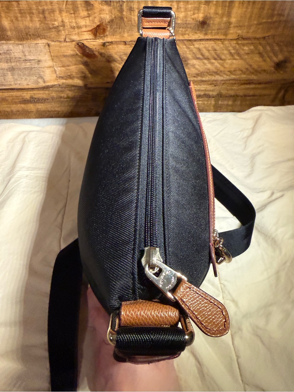 Coach Black Crossbody with Tan Leather Trim and Gold Hardware - Picture 5 of 10